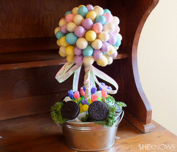Malted milk egg topiary