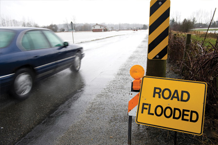 Flooded roads