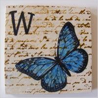 Monogram Cobalt Blue Butterfly Coaster Set, $15.00