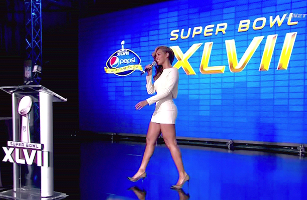 Beyonce onstage before Super Bowl