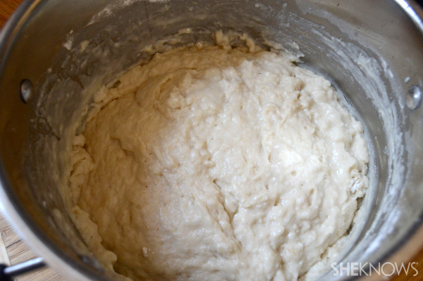 Mix in baking powder, soda & flour