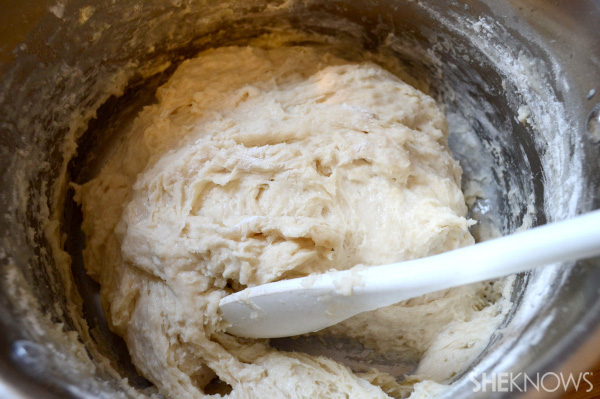 Mix in baking powder, soda & flour