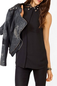 Forever 21's Studded Collar Sleeveless Shirt