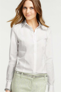 Ann Taylor Bejeweled Collar Perfect Button Down Shirt
