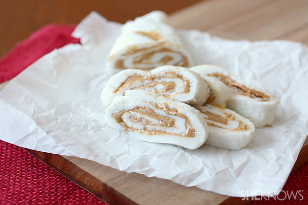 Potato candy with peanut butter ribbon