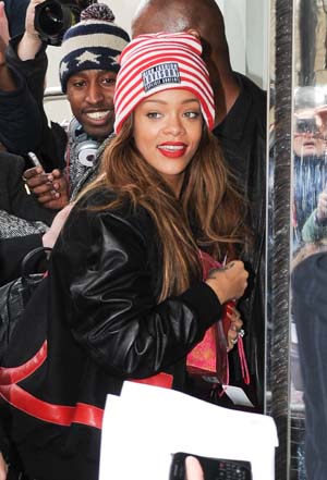 Rihanna leaves a hotel