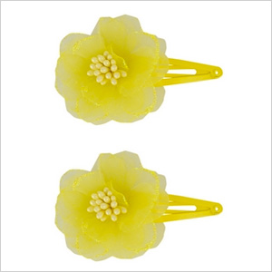 Yellow Glitter Flower Hair Clips