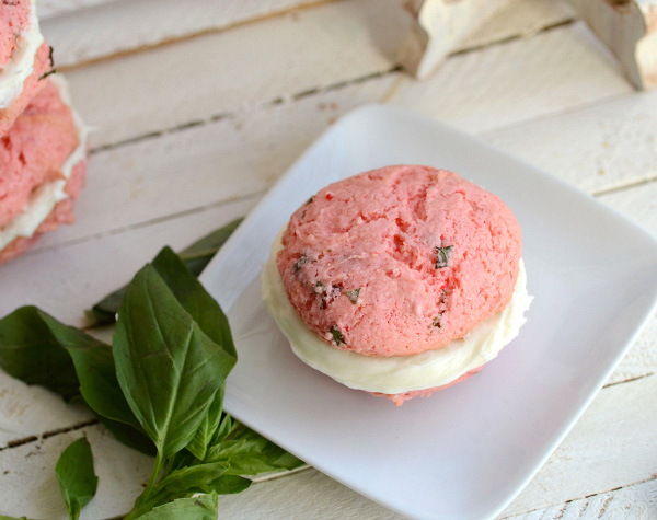 Strawberry basil whoopie pies