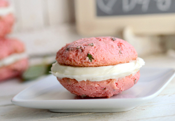 Strawberry basil whoopie pies