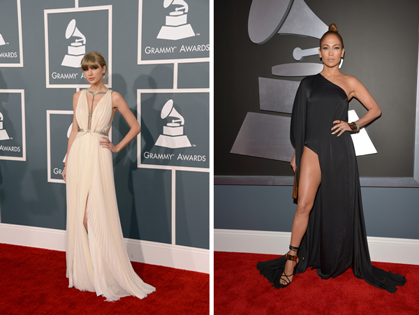 Jennifer Lopez and Taylor Swift at the 2013 Grammy Awards