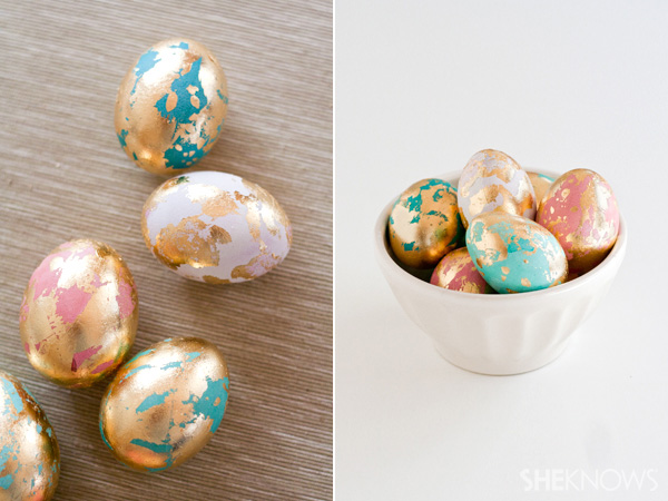 Golden marbled Easter eggs DIY