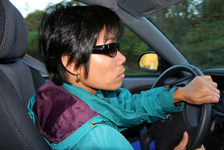 woman driving a car