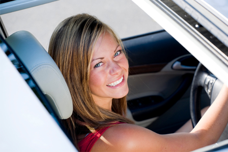 Woman driving a car