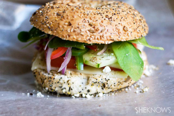 Mediterranean veggie bagel sandwich recipe