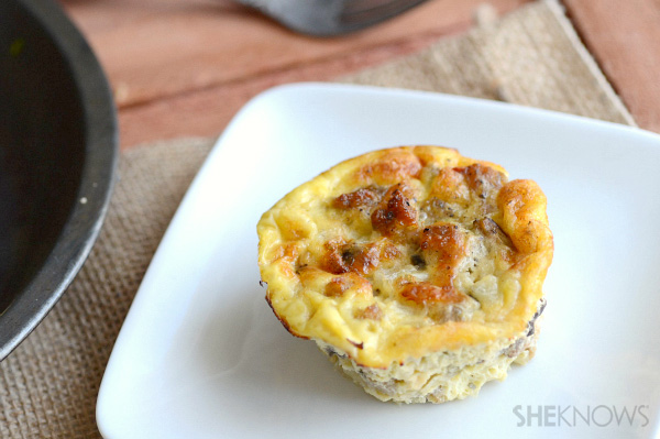 Individual mushroom, sausage & Swiss quiche