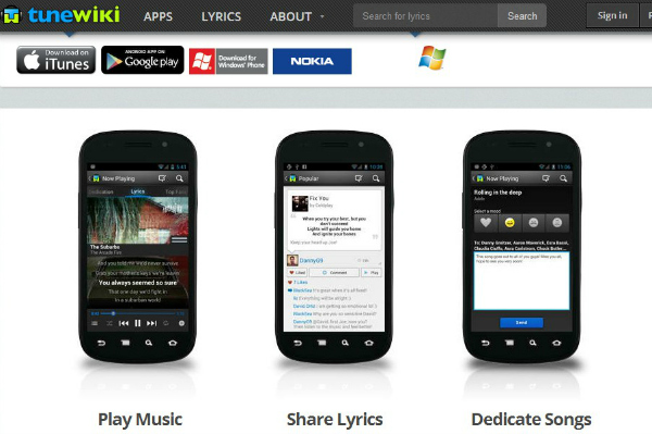 TuneWiki phone app