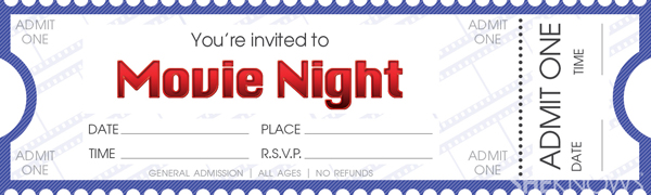 Printable Customizable Movie Ticket Template