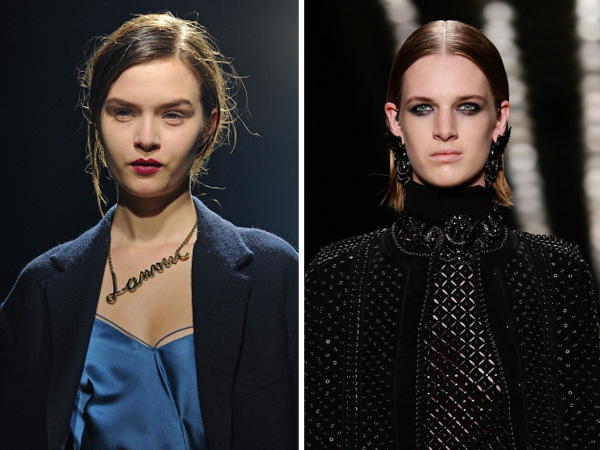 Dark lip and grunge makeup at Fall Fashion Week