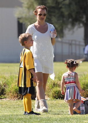 Britney Spears and her son at a soccer match