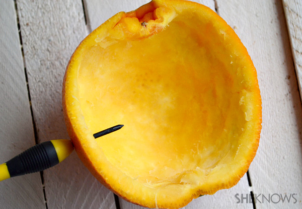 Orange peel bird feeder