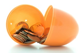Coins in Easter egg