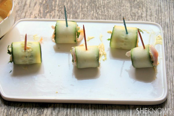 Cucumber roll ups with Greek Yogurt