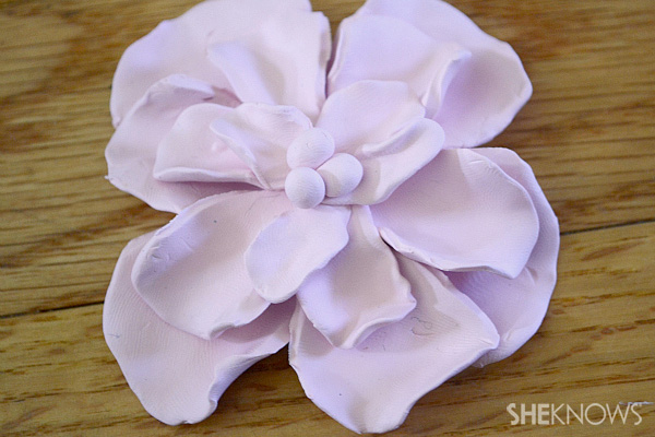 DIY clay flower for milk glass vases