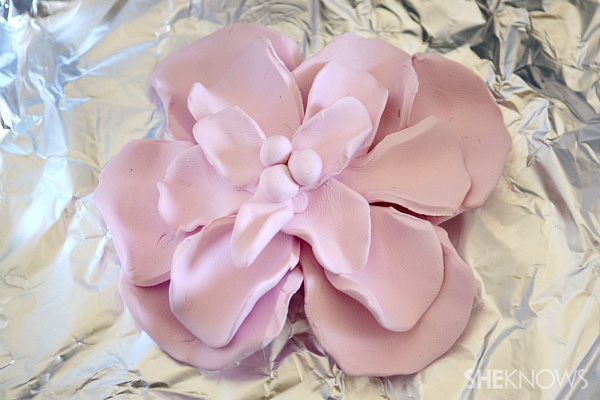 DIY clay flower for milk glass vases