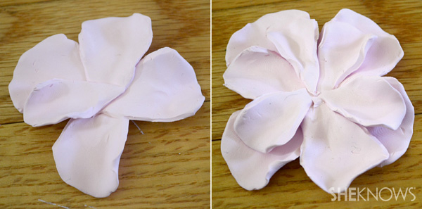 DIY clay flower for milk glass vases