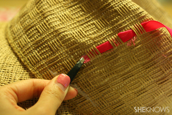 DIY ribbon straw fedora