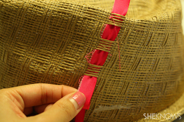 DIY ribbon straw fedora