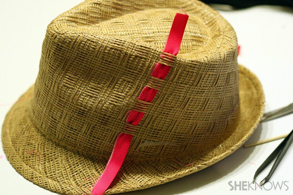 DIY ribbon straw fedora