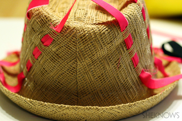 DIY ribbon straw fedora