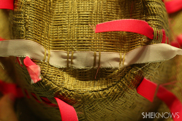 DIY ribbon straw fedora