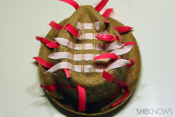 DIY ribbon straw fedora
