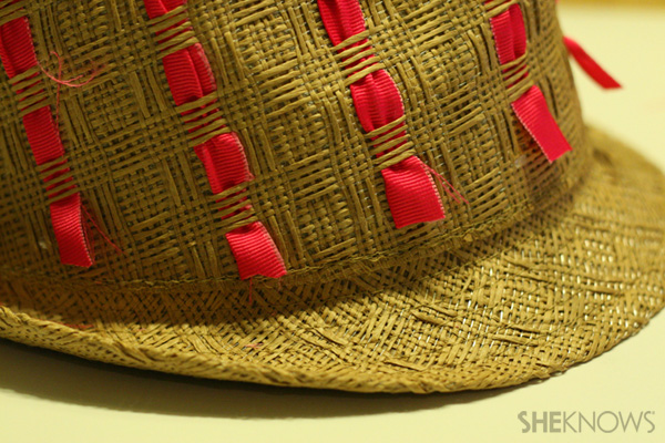 DIY ribbon straw fedora