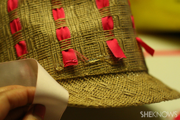 DIY ribbon straw fedora