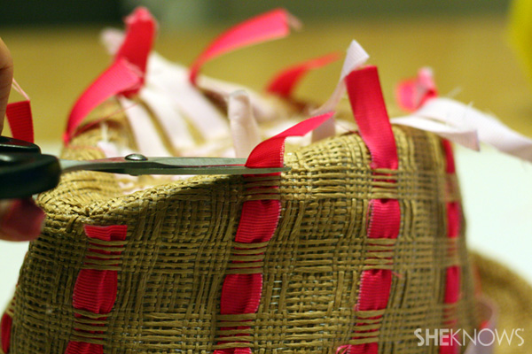 DIY ribbon straw fedora