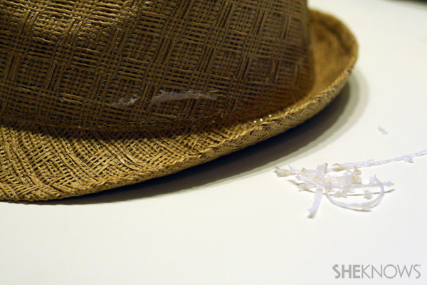 DIY ribbon straw fedora