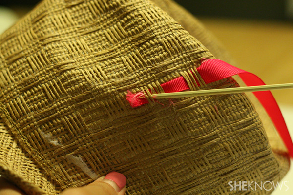 DIY ribbon straw fedora