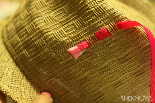 DIY ribbon straw fedora