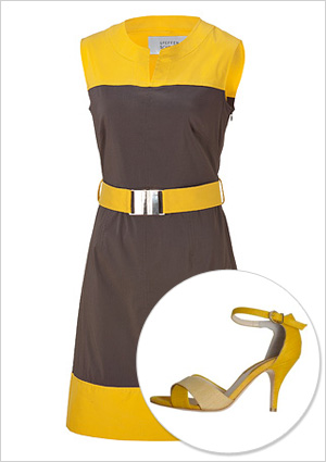 Colorblock dress and shoes to match