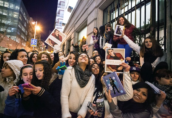 Just some of Beiber's devoted damsels