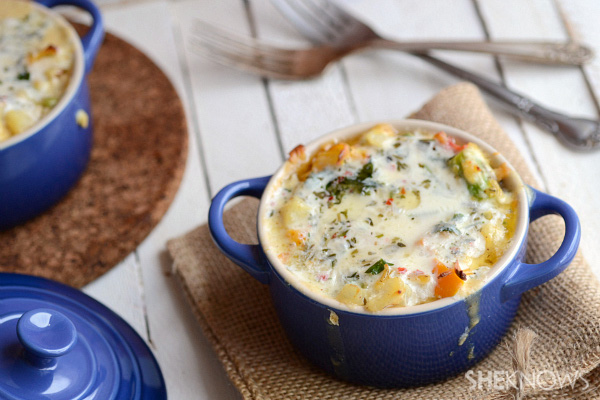 Hash brown & garden vegetable strata