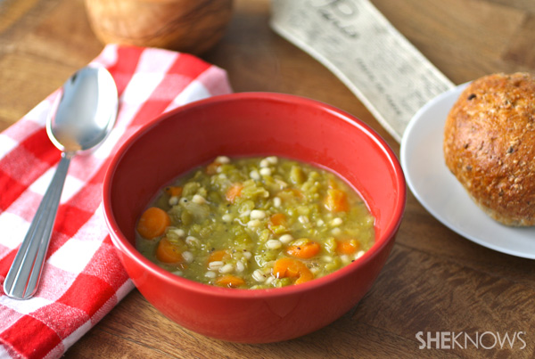 Green pea and barley soup