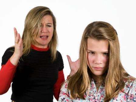 Mom scolding daughter