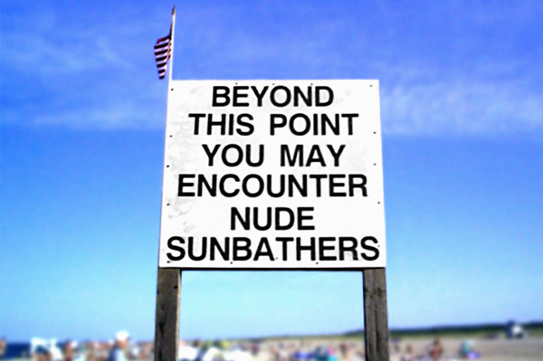 Nude beach sign