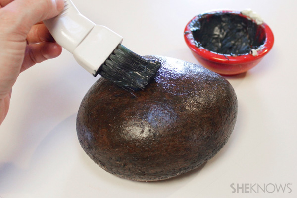 Brush baked bread with butter