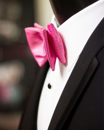 Pink bow tie on tux