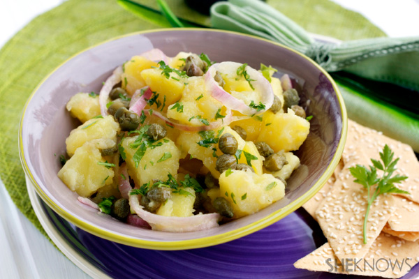 potato and onion salad with lemon caper dressing